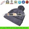 Embroidery custom knitted beanie hat custom jacquard knit pom beanie winter