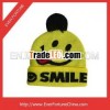Eye Design Knit beanie Hats with top ball