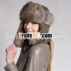 Sale hot promotion winter trapper hat,  Genuine Rabbit Fur Russian trapper hat for women,  fashion w