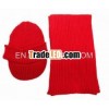 lady's fashion acrylic winter knit beanie and scarf (BT20121227-1)