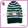 White and green striped beanie hats for ladies