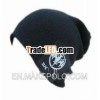 acrylic knit beanie with woven label