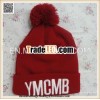 Red Knit Beanies With Pom