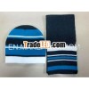 lady's fashion acrylic winter knit beanie and scarf (BT20121227-2)