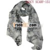 designer scarf with embroidered flower