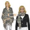 Classic Style Super Long Plaid Cotton Scarf Wrap Shawl with Tassels