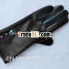 Women Constrast Colors Winter Sheepskin Leather Glove