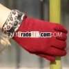2013 Rose Red Cotton Glove With Leopard Print Cuff