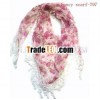 fashion chiffon triangular scarf with printed flowers