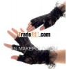 New Sexy Women's Black Wrist Length Fingerless Lace Gloves Wrist Ruffle HOT