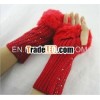 fur cuff knit fingerless glove