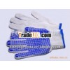 polyster pvc dots gloves, cottob knitted working pvc dotted glove