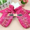 High quality lace bow with knit down feather gloves