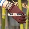 2013 Light Brown Cotton Glove With Leopard Print Cuff