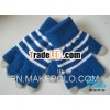 Navy blue and white striped winter touchscreen gloves/smartphone gloves