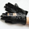 Hand Stitching Twill Black Winter Sheepskin Gloves