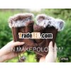 coffee fingerless gloves with fur