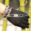 2013 Black Cotton Glove With Leopard Cuff