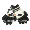 Panda shape winter knitted glove
