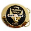 Rhodium plated alloy enamel eagle buckle.