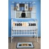 Wooden baby crib in white water paint