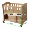 wooden kids cot with 4 wheels