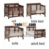 W-BB-105 solid wood baby 4 in 1 convertible crib