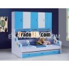 blue color child bed with cabinet/kid bed with 2 beds A09