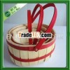 Christmas wooden basket with handle