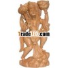 Hand Carved Wooden Hanuman Figure Indian Art Religious Crafts Wooden Craft