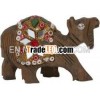 Hand Carved Wood Camel With Lac Work India Artifacts Craft