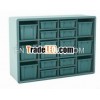 Kindergarten cabinet with big and small baskets together