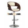 White Faux Leather Wooden Bar Stool