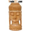 Handmade Wood Sculpture Buddha Head Figurine Indian Art Religious Crafts Wooden Craft