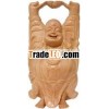 Wooden Sculpture Happy Laughing Buddha Vaastu India Art Religious Crafts Wooden Craft