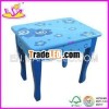 Blue kids wooden table with drawer, Big stool (WJ278084)