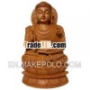 Wood Handmade Gautam Buddha Figurine India Carving Art Religious Crafts Wooden Craft