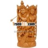 Hindu Deities Radha Krishna India Wood Carving Artefact Souvenir Home Decor