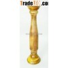 Candle Holder Made of Wood & Iron With Wooden Polish Finish