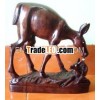 Deer With baby made rose wooden statues