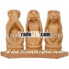 Gandhi's Monkeys- Hand carved Wooden Figures India Art Souvenir Home Decor