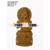 buddha meditating white wood carving figurine craft handmade statue sculpture souvenier indian wood 
