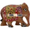 Elephant - Hand Carved Painted Wooden Animals Figures Craft Wooden Craft