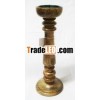 Candle Pillar Holder Made of Wood With Burn Antique Finish