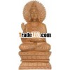 Hand Carved Wooden Gautam Buddha Figure India Art Handicraft Wooden Craft