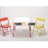 Square table and chairs with PVC printed metal furniture