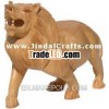 Set of 2 wooden Lions - Hand Carved Indian Statue Art Home Decoration Wooden Craft