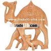 Handcrafted Wooden Camel Family - Animal Sculpture Art Souvenir Wooden Craft