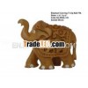 carved wooden elephants