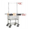 Deluxe Elevated Laundry Cart Basket w/ Double Pole Rack